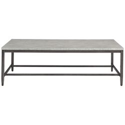Rectangular Shape Cocktail Table with Faux Concrete Top, Gray and Black
