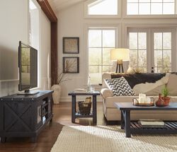 Pine Wood End Table with Exposed Hardware, Brown