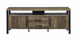 Industrial Design 58 Inch Wooden TV Console with Metal Legs and Open Shelf Storage, Brown