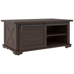 Rectangular Barn Slide Door Cocktail Table with Casters, Brown