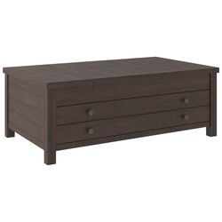 17 Inch 1 Drawer Lift Top Wooden Cocktail Table, Brown
