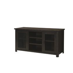 60 Inch Rustic Wooden TV Stand with Mesh Design, Dark Brown