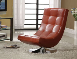 Trinidad Contemporary Swivel Chair, Mahogany Red