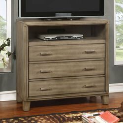Wooden Media Chest With three drawers, Gray