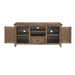 Coastal Style Wooden TV Stand with 2 Cabinets and 1 Drawer, Brown