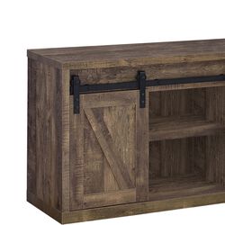 48 Inch Farmhouse Wooden TV Console With 2 Sliding Barn Doors, Rustic Brown