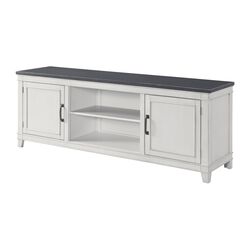 70 Inch Wooden TV Stand with Bracket Legs, Gray and Antique White