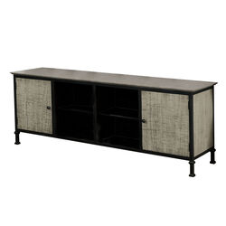 72'' 2 Door Wooden TV Cabinet with 2 Open Shelves, Gray