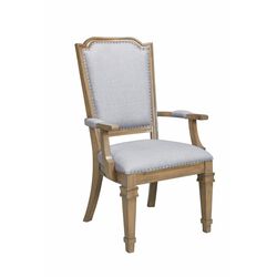 Modern Vintage  Style Dining Armchair, Gray & Brown, Set of 2