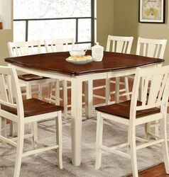 Counter Height Table, Vintage White, Cherry Brown