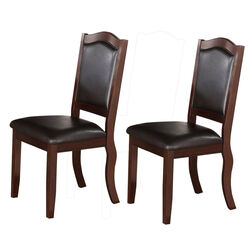 Rubber Wood Dining Chair, Set Of 2, Brown And Black