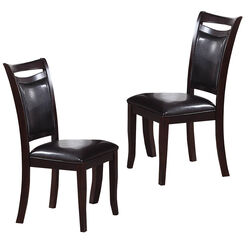 Set Of Two Wooden Dining Chairs In Dark Brown