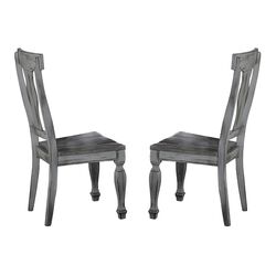 Wood Side Chair With Urn Backs, Set of 2, Gray