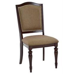 Fabric Upholstered Counter Height Wooden Side Chair, Set of 2, Beige & Brown