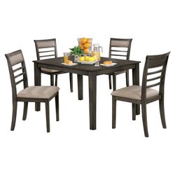 5-Piece Wooden Dining Table Set In Weathered Brown