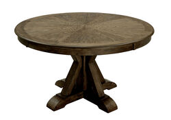 Round Solid Wood Dining Table with Pedestal Base, Light Oak Brown