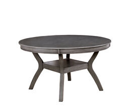 Solid Wood Round Dining Table With Open Shelf Base, Gray