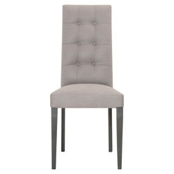 Fabric Upholstery Dining Chair With Button Tufted Back, Gray, Set Of Two