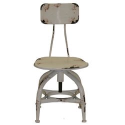 Metal Armless Dining Chair with Adjustable Seat Height and Unique Feet, White, Set of Two