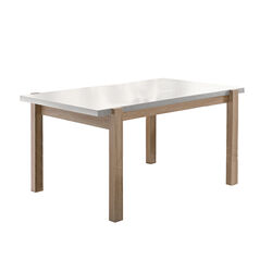 Rectangular Wooden Dining Table with Straight Legs, White and Brown