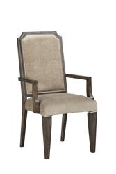 Fabric Upholstered Dining Arm Chairs, Set of 2, Brown and Beige