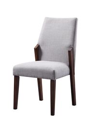 Wood and fabric Upholstered Dining Chairs, Set of 2, Gray and Brown