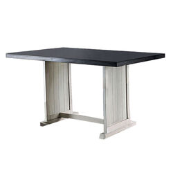 Transitional Wooden Dining Table with Plank Details, Brown and White