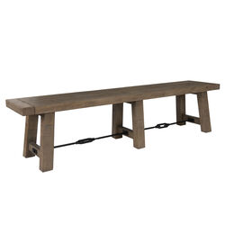 Handcrafted Reclaimed Wood Dining Bench with Grains, Distressed Gray