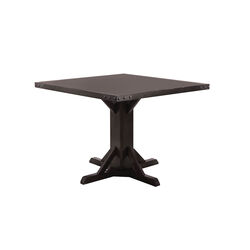 Square Wooden Dining Table with Pedestal Base and Metal Accents, Brown