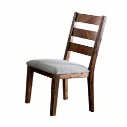 Wooden Side Chairs with Fabric Padded Seat, Set of 2, Brown