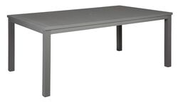 Industrial Slatted Rectangular Dining Table with Straight Legs, Gray