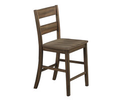 Grained Wooden Counter Chair with Panel Cut Out Backrest, Set of 2, Brown