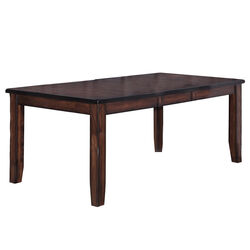 Rectangular Extendable Wooden Dining Table with Block Legs, Brown