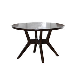 Wooden Round Dining Table with Intersected X Shape Base, Brown