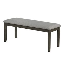 Wooden Bench with Fabric Upholstered Seat and Chamfered Legs, Gray - BM215420