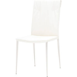 Leatherette Dining Chair with Slim Legs and Piped Edges, Set of 2, White