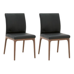 Leatherette Dining Chair with Sleigh Stitched Back,Set of 2, Sable Brown