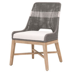 Interwoven Dining Chair with X Shaped Support, Set of 2, Dark Gray