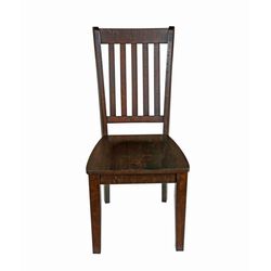 Wooden Dining Chair with Slatted Design Backrest, Set of 2, Brown