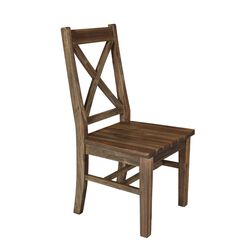 Traditional Style Dining Chair with X Shaped Back, Set of 2, Brown