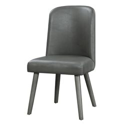 Leatherette Dining Chair with Splayed Wooden Legs, Set of  2, Gray
