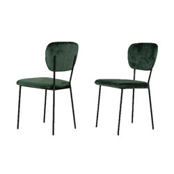 Fabric Curved Back Dining Chair with Metal Tubular Legs, Set of 2, Green - BM219299