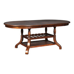 Wooden Oblong Top Extendable Dining Table with 2 Open Shelves, Brown