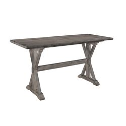 Wooden Farmhouse Style Counter Height Table with X Shaped Base, Gray