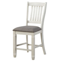 Wooden Counter Height Chair with Slatted Back, Set of 2, Antique White