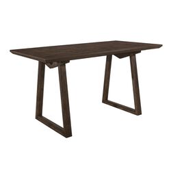Rectangular Top Wooden Counter Height Table with Angled Sled Base, Brown