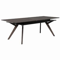 Wooden Dining Table with Extendable Leaf and Storage Shelf, Dark Brown