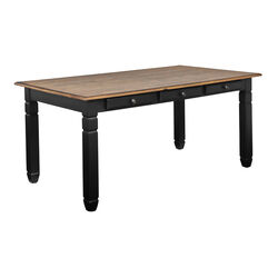 Transitional Wooden Dining Table with 6 Drawers, Brown and Black