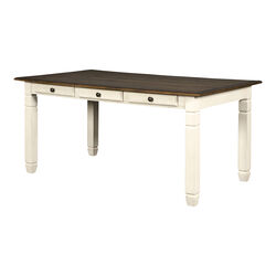 Transitional Wooden Dining Table with 6 Drawers, Brown and White