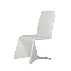 Fully Leatherette Upholstered Metal Frame Dining Chair, Set of 2, White